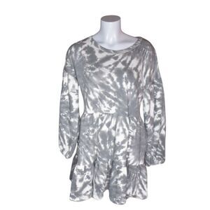 Dress Up Love People Love Clothes Tie Dye Sweatshirt Babydoll Dress White Gray